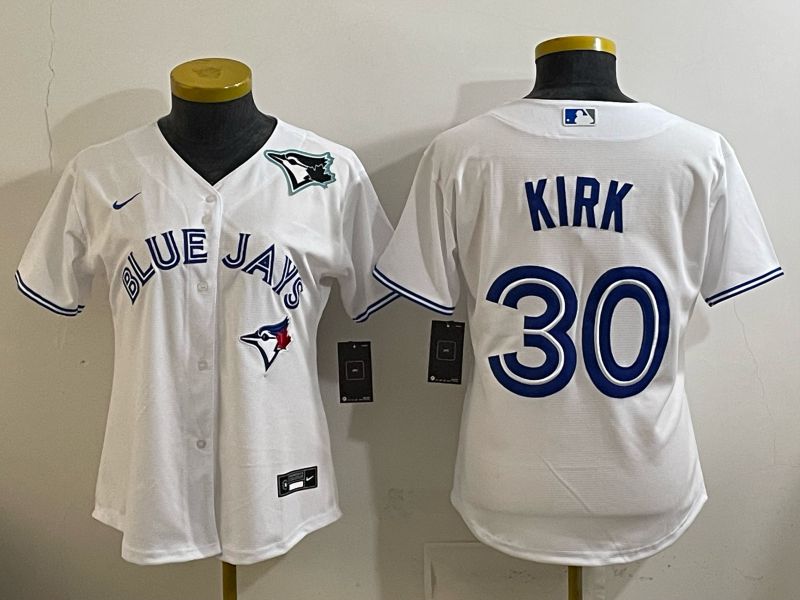 Women 2025 Toronto Blue Jays #30 Kirk white Game Nike MLB Jersey style 004->women mlb jersey->Women Jersey